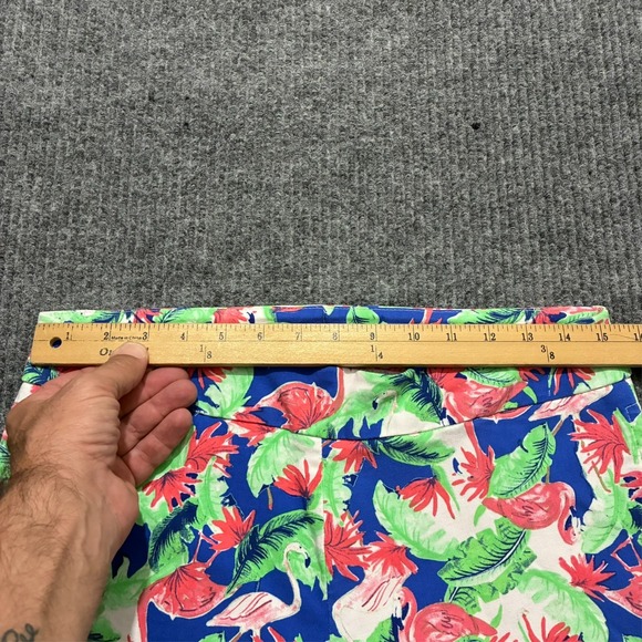 Casey Key Womens Bermuda Shorts Large Multicolor Flamingo Print Pull On Mid Rise - Picture 2 of 9